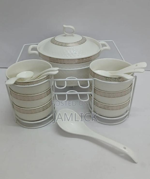 15pcs White Ceramic Soup Set –Bz