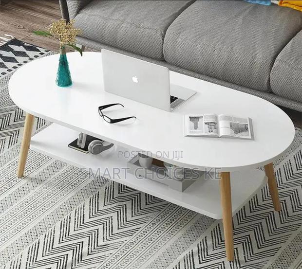Modern Oval 2 Tier Coffee Table With Storage Small Space Living Room