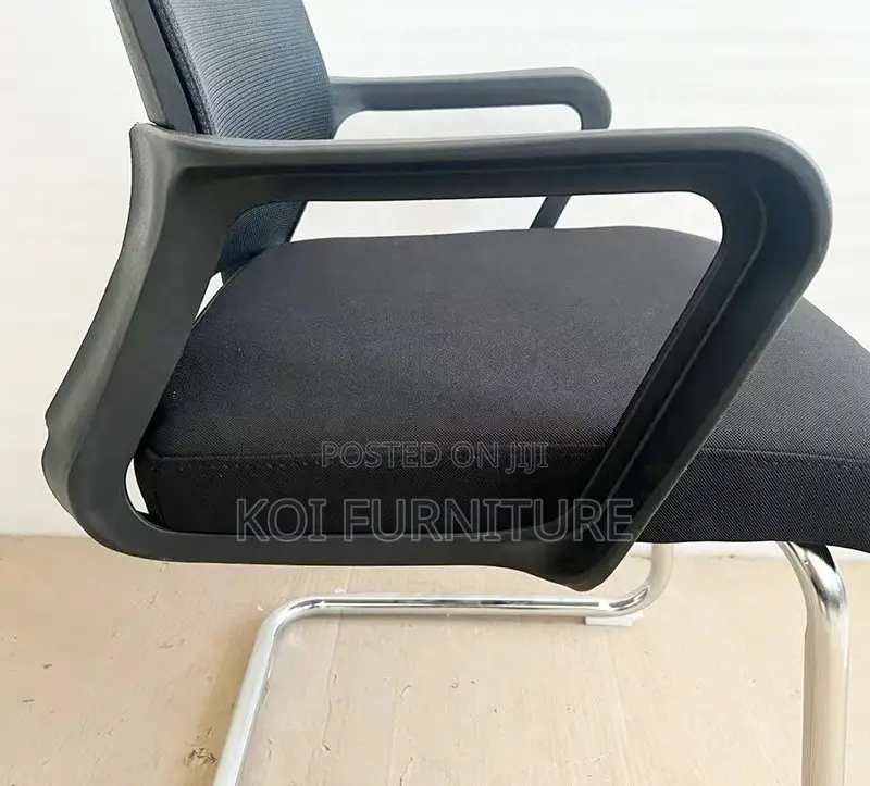 Office Chair : Black Mesh Office Visitors Chair -a Chrome Sleigh Base