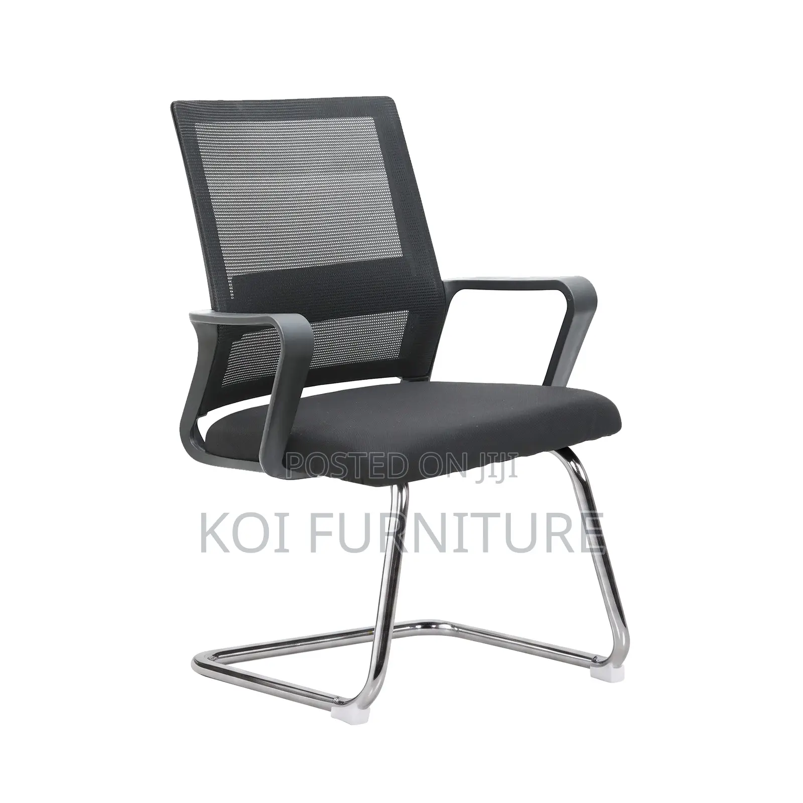 Office Chair : Black Mesh Office Visitors Chair -a Chrome Sleigh Base