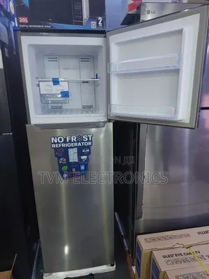 Mika Fridge 255l 2 Door Top Mount Freezer No Frost Inox Line Brush