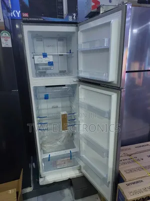 Mika Fridge 255l 2 Door Top Mount Freezer No Frost Inox Line Brush