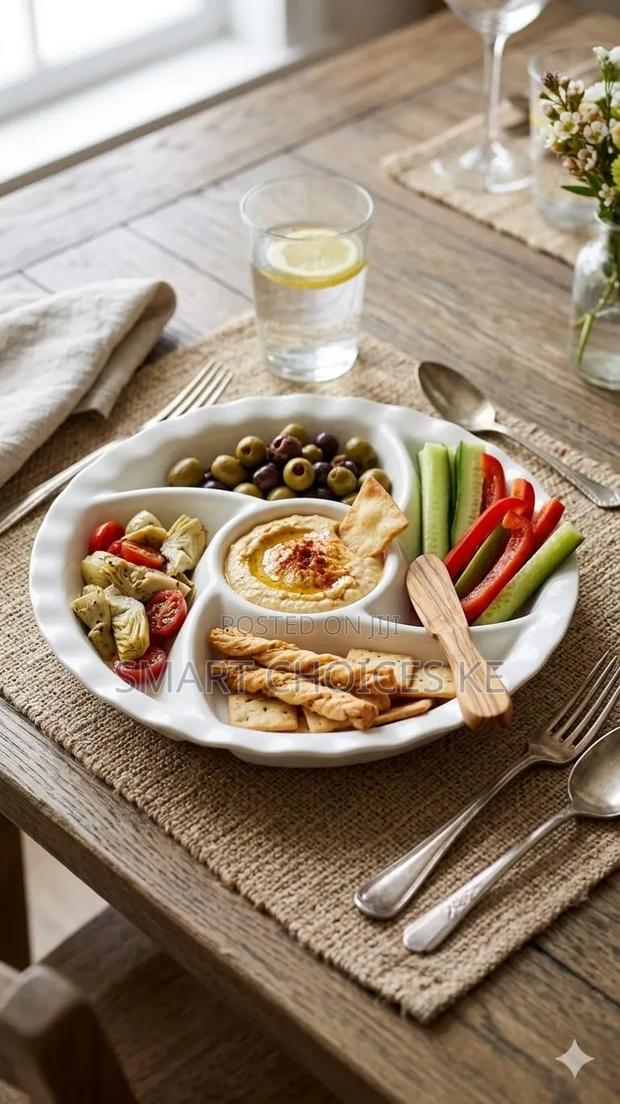 Swirl Divided Platter
Colour White
5 Compartments - main view