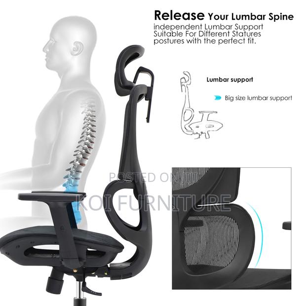 Chair Black Ergonomic Mesh Office Chairs With Headrests Footrests - thumbnail 7