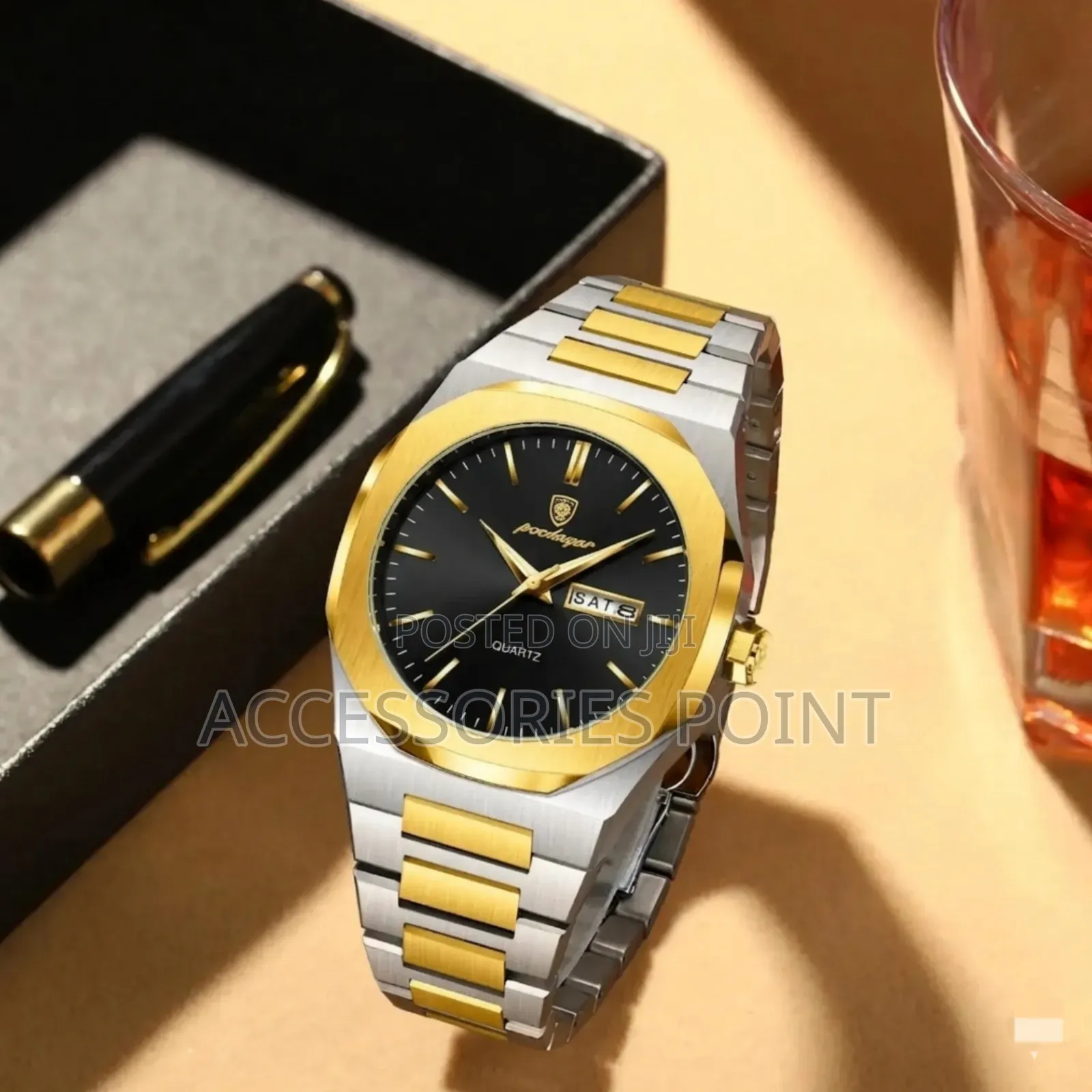 Chronograph Men's Waterproof Gift Watch, Luminous, Stainless Steel,Box