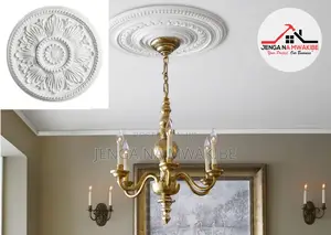 Gypsum Circular Ceiling Medallion Chandelier Installation