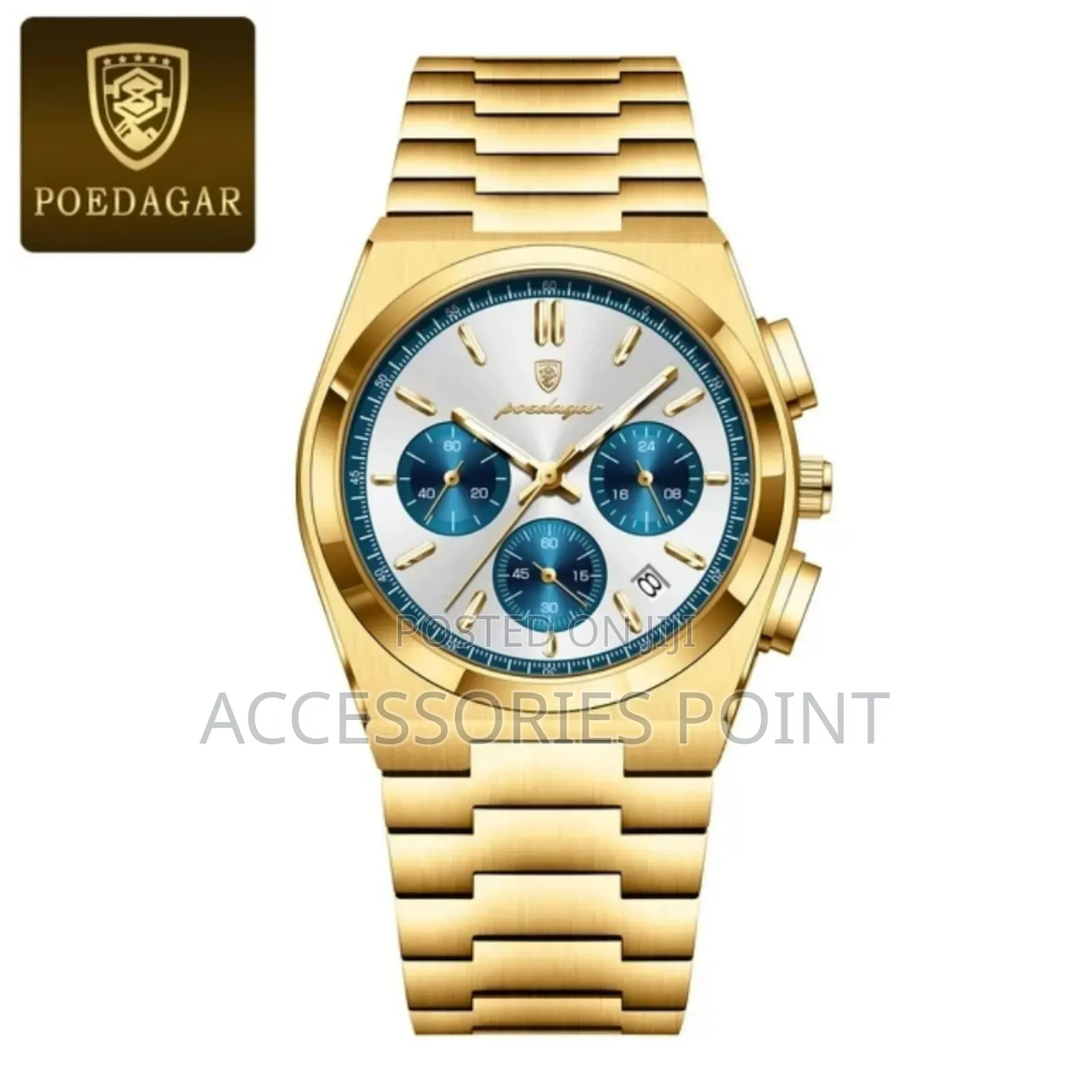 Poedagar Mens Gift Watch Stainless Steel Waterproof Chronograph(Boxed)