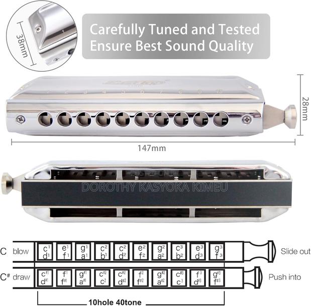 Chromatic Harmonica Key of C,10 Holes 40 Tones - thumbnail 2