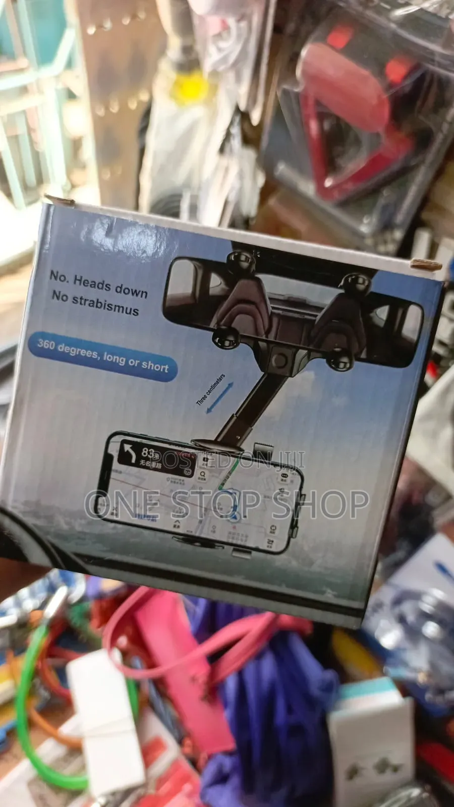 360°Rotatable Rearview Mirror Phone Holder Wittelescopic Height Change