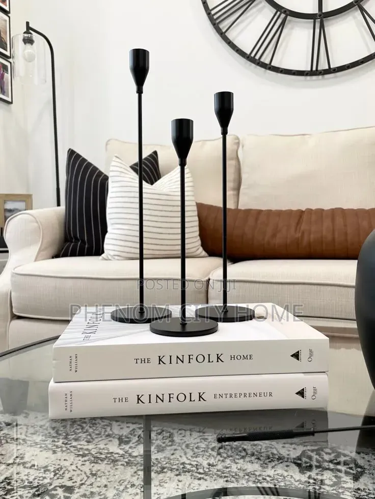 Black 3pc Metallic Candles Holders