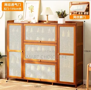 Wood Shoe Cabinet, Modern Entry Shoe Rack Standing Shoe Organizer