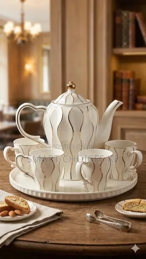 Gold White Ceramic Tea Set