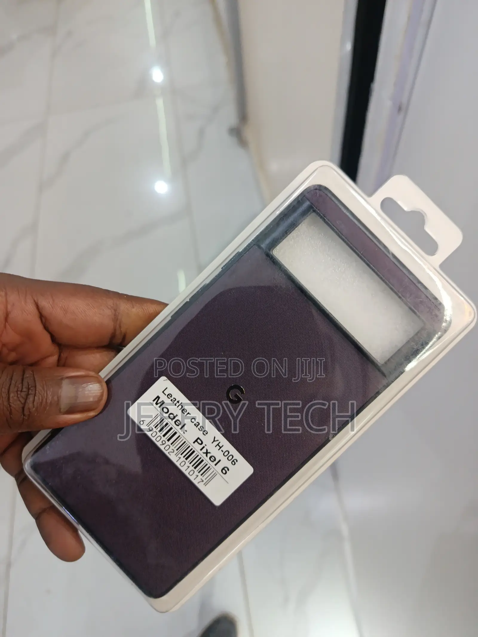 Purple Leather Phone Case for a Google Pixel 6 Smartphone.