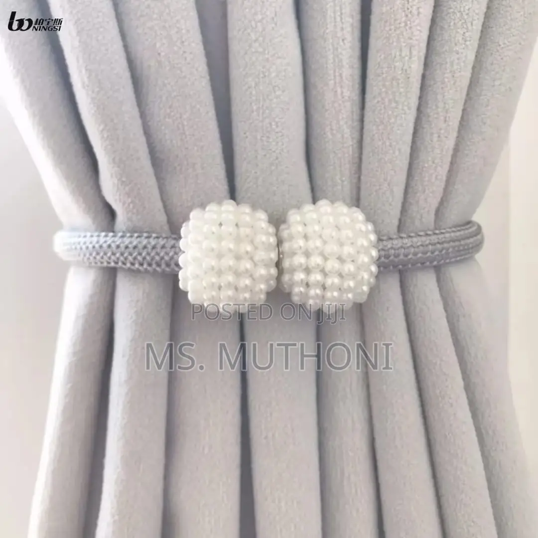 A Pair Magnetic Curtains Holders With Pearls*