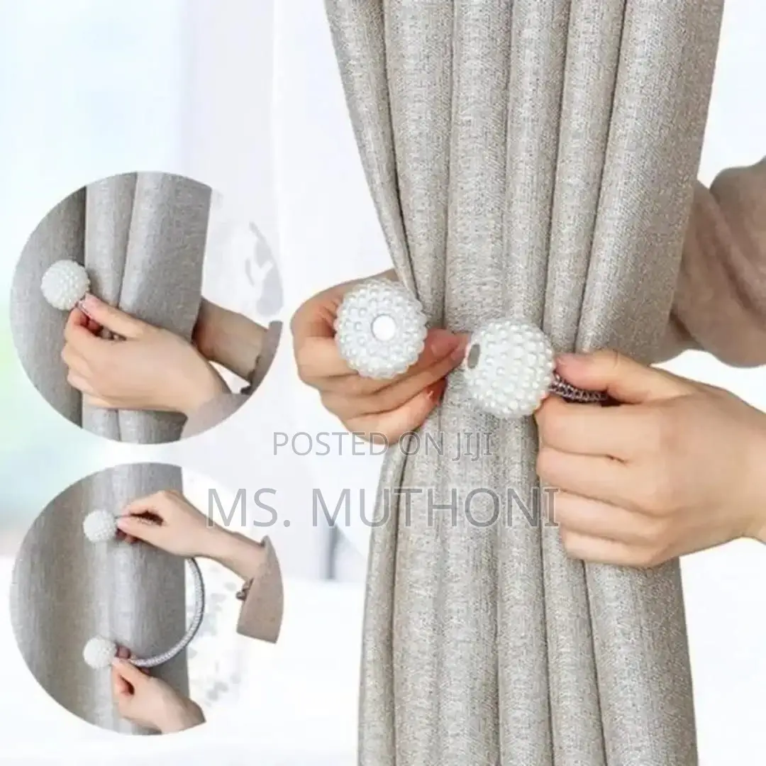 A Pair Magnetic Curtains Holders With Pearls*
