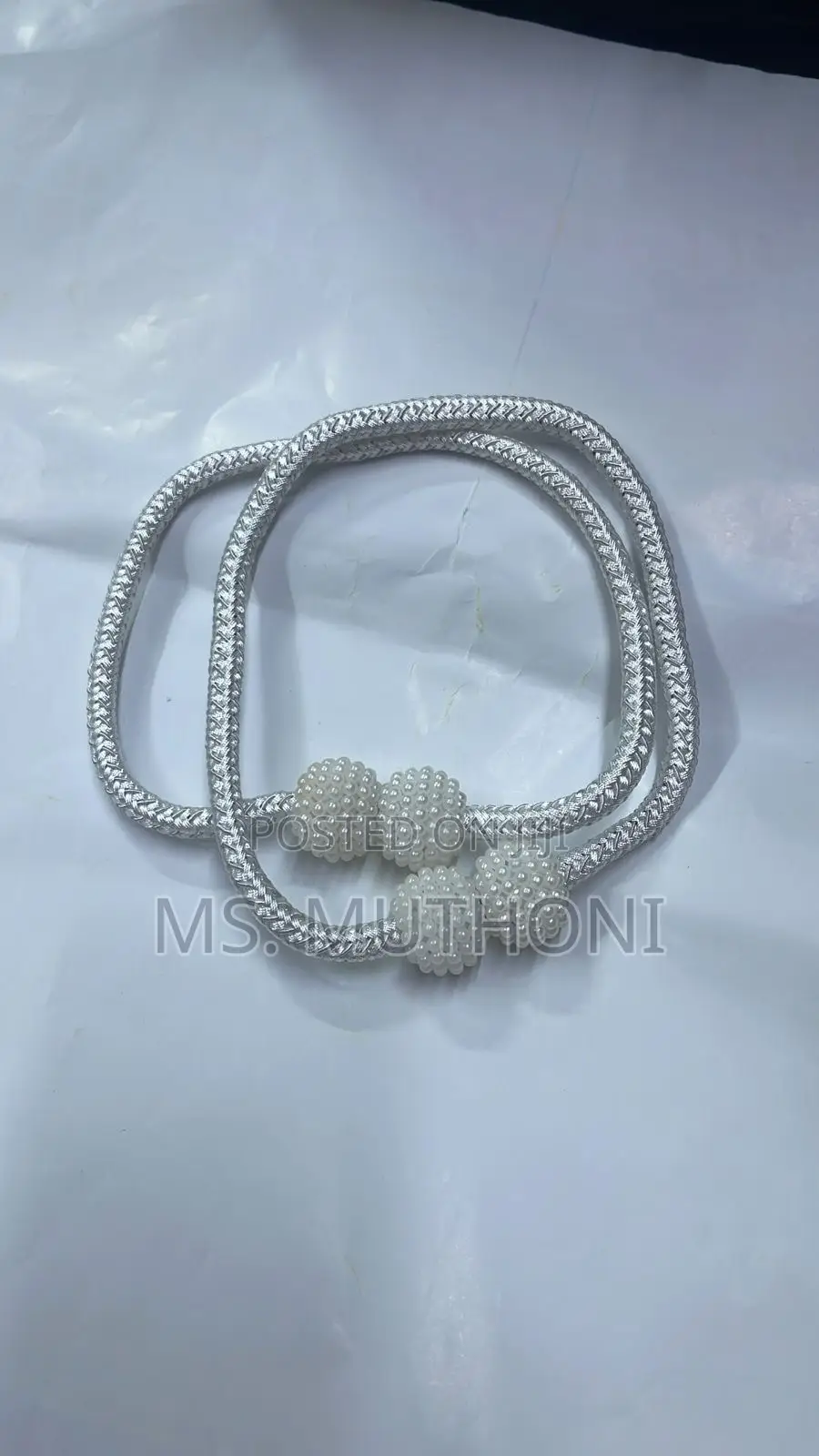 A Pair Magnetic Curtains Holders With Pearls*