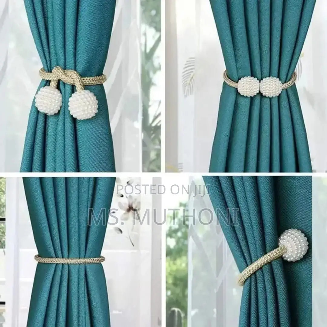 A Pair Magnetic Curtains Holders With Pearls*