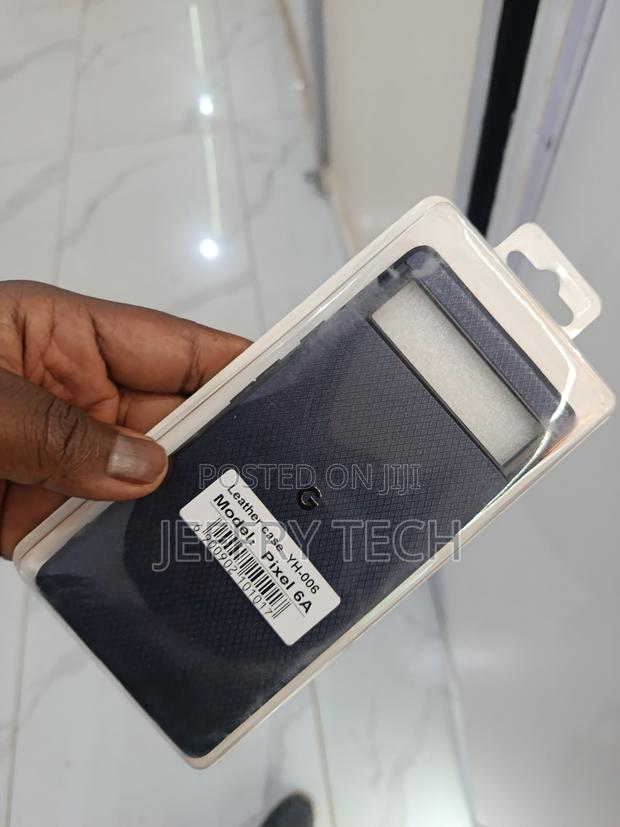 Navy Blue Leather-Texture Phone Case Designed for the Google Pixel 6a - thumbnail 2