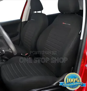 Black Polyester Seat Cover Withmatching Seat,Hearest,Steering,Belt Pad