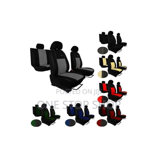 Multiple Color Accent Perforated Polyester Seat Covers Full Set Design - main view