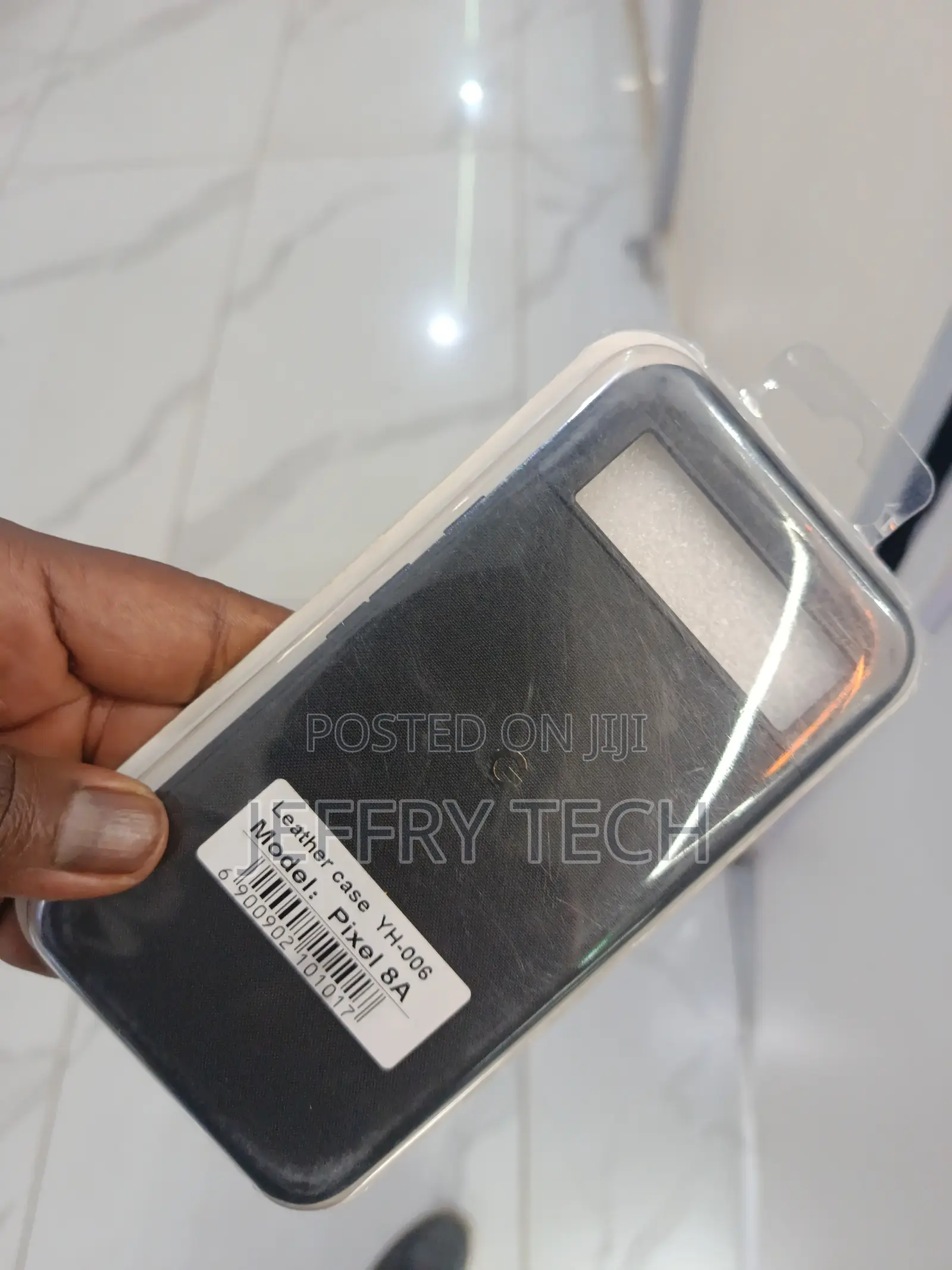Black Leather Google Pixel 8a Phone Case.