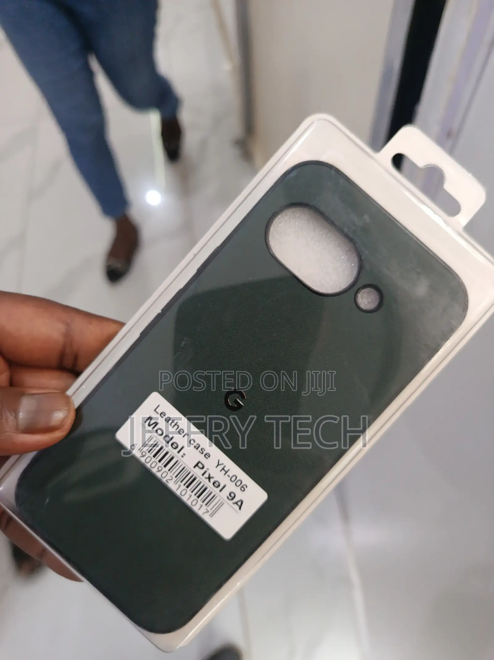 Dark Green Leather-Finish Back Cover for a Google Pixel 9a Phone