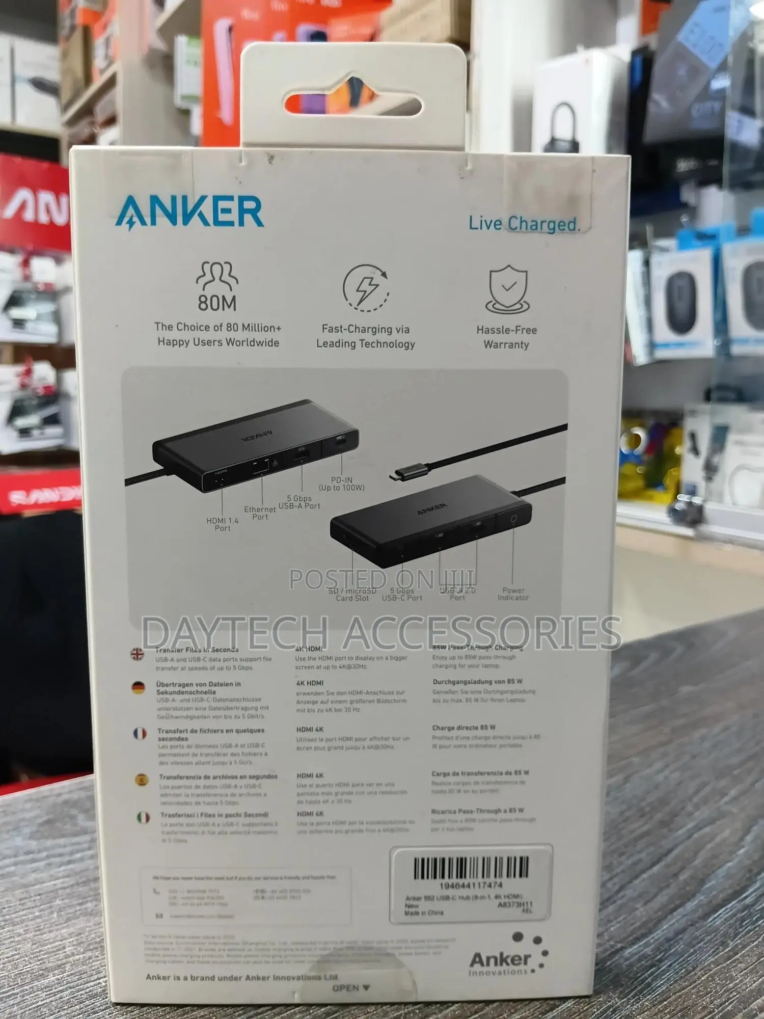 This Is an Anker 552 9-in-1 Usb-C Hub Adapter in Black.