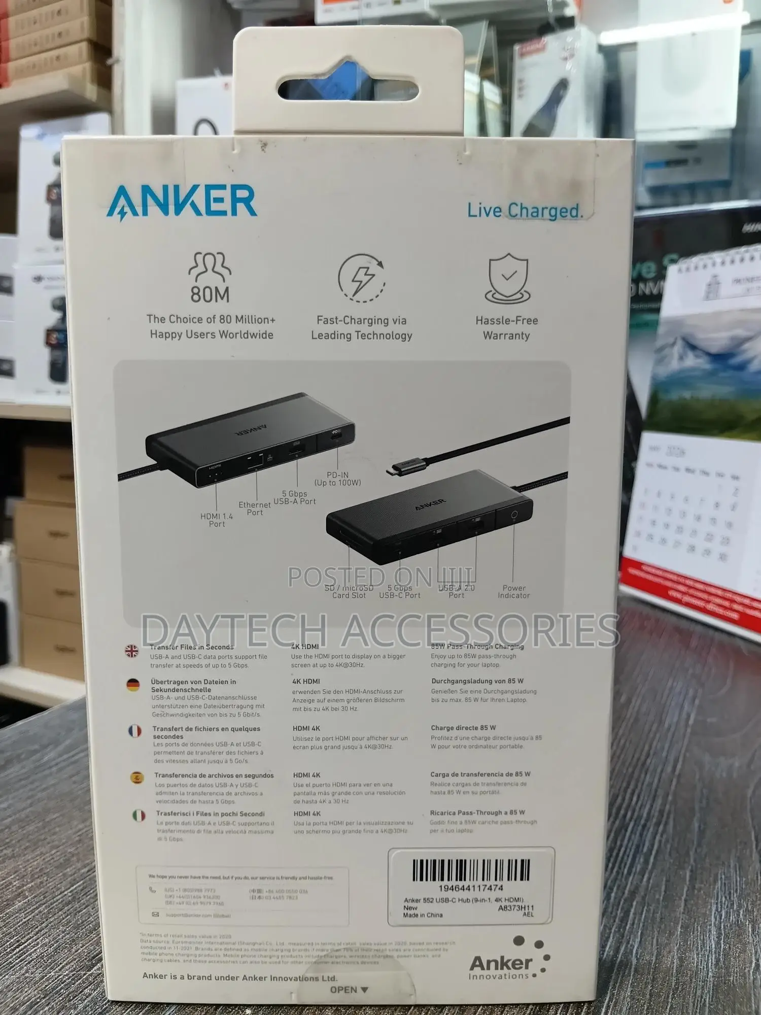Anker Usb C Hub 552 (9-in-1, Hdmi) With 100w Power Delivery.