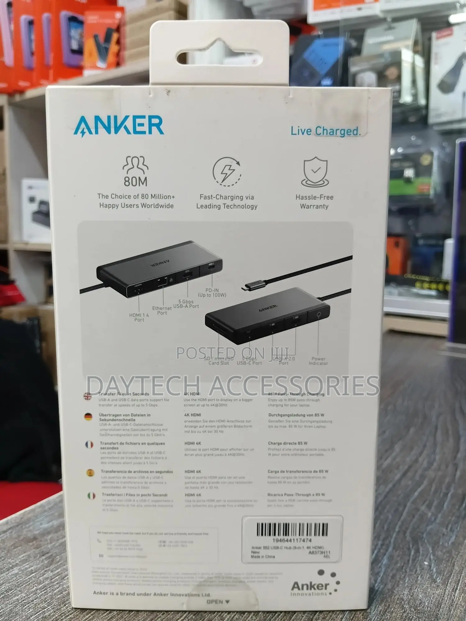 Anker Usb C Hub 552 (9-in-1, Hdmi) With 100w Power Delivery.