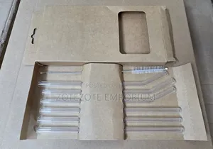 6pcs Clear High Borosilicate Glass Straw Set With Cleaning Brush