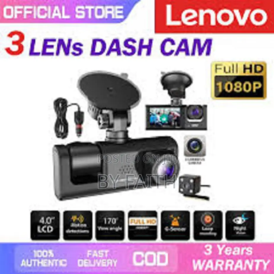 3 in 1 Camera Dash Cam – Front + Inside + Rear Car Camera
