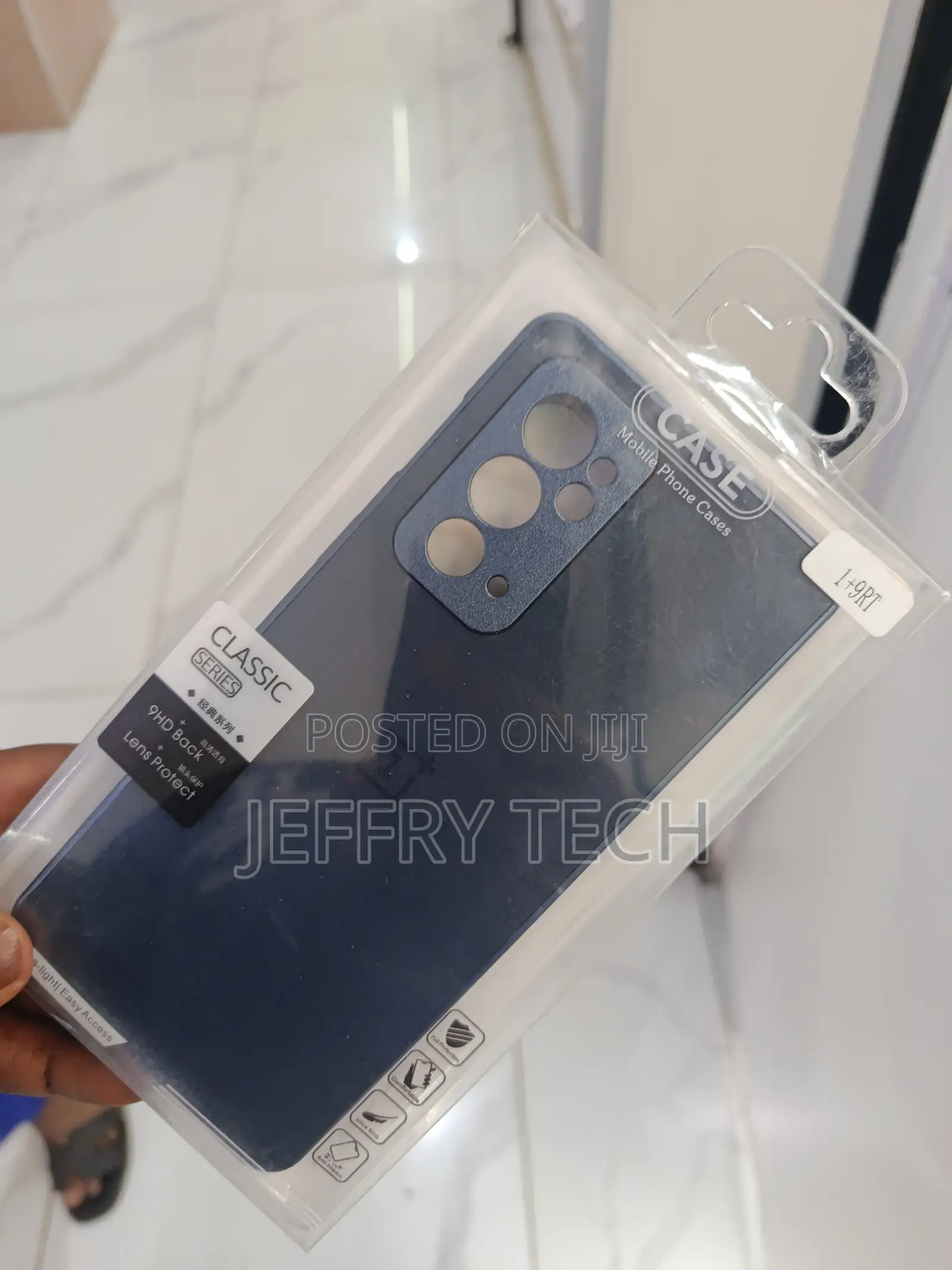 Dark Blue E Protective Shell Case Designed for the Oneplus 9rt Phone.