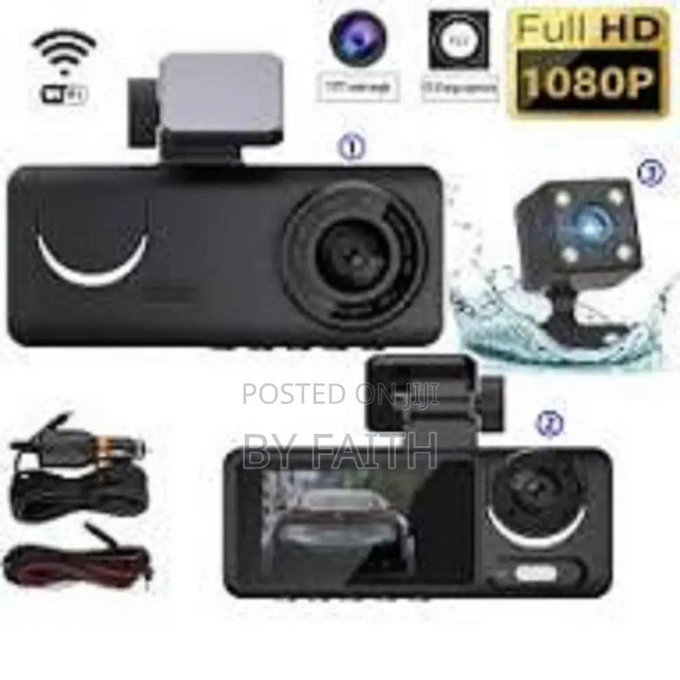 3-Lens 1080p Hd Dash Cam Car Camera, Front