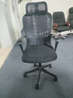 Strong Mid Back Chair With Headrest - Brand New All Black