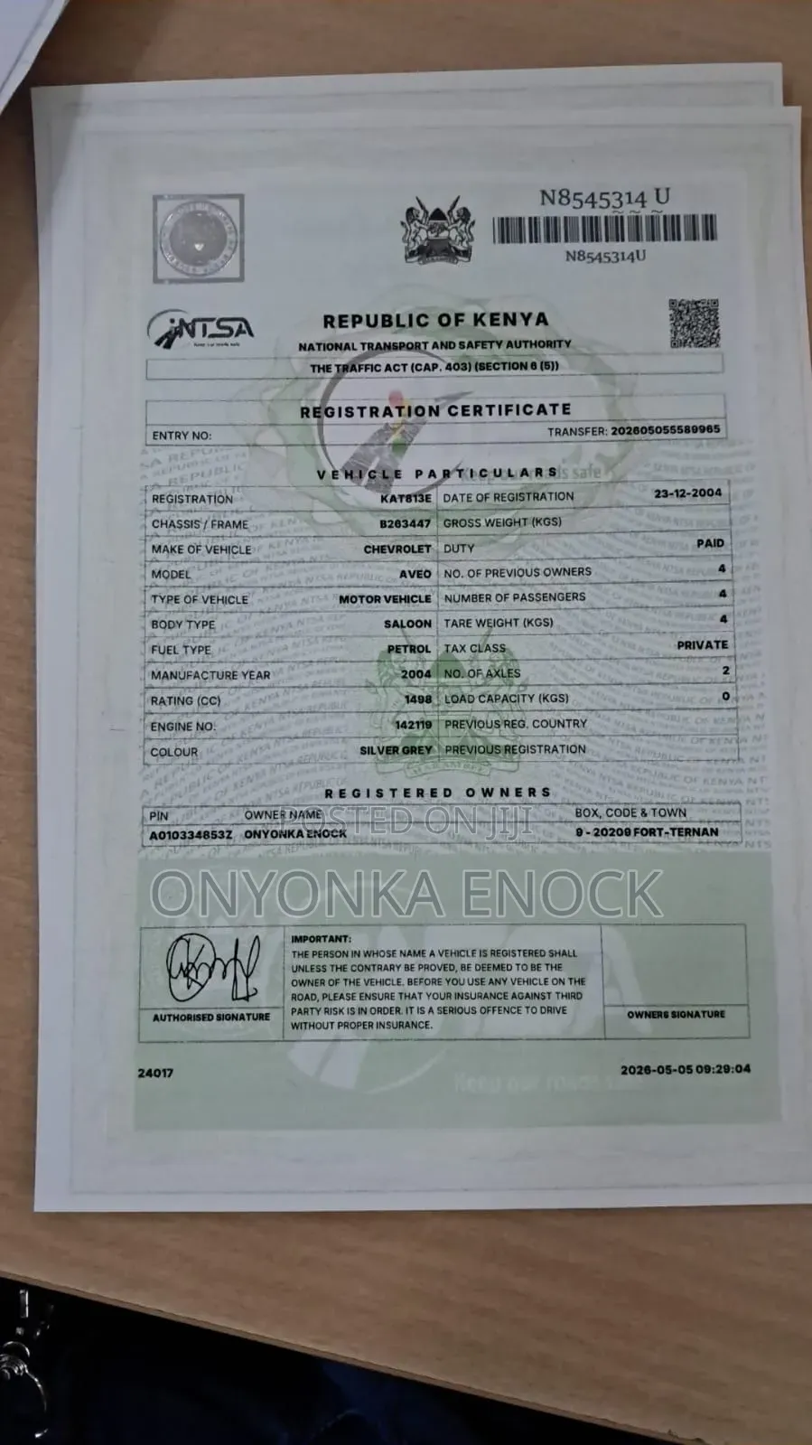 Chevrolet Aveo Sedan 2004 Silver