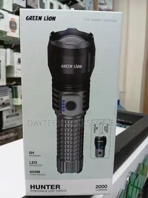 This Is a Green Lion Hunter Portable Led Torch With a 5000mah Battery.