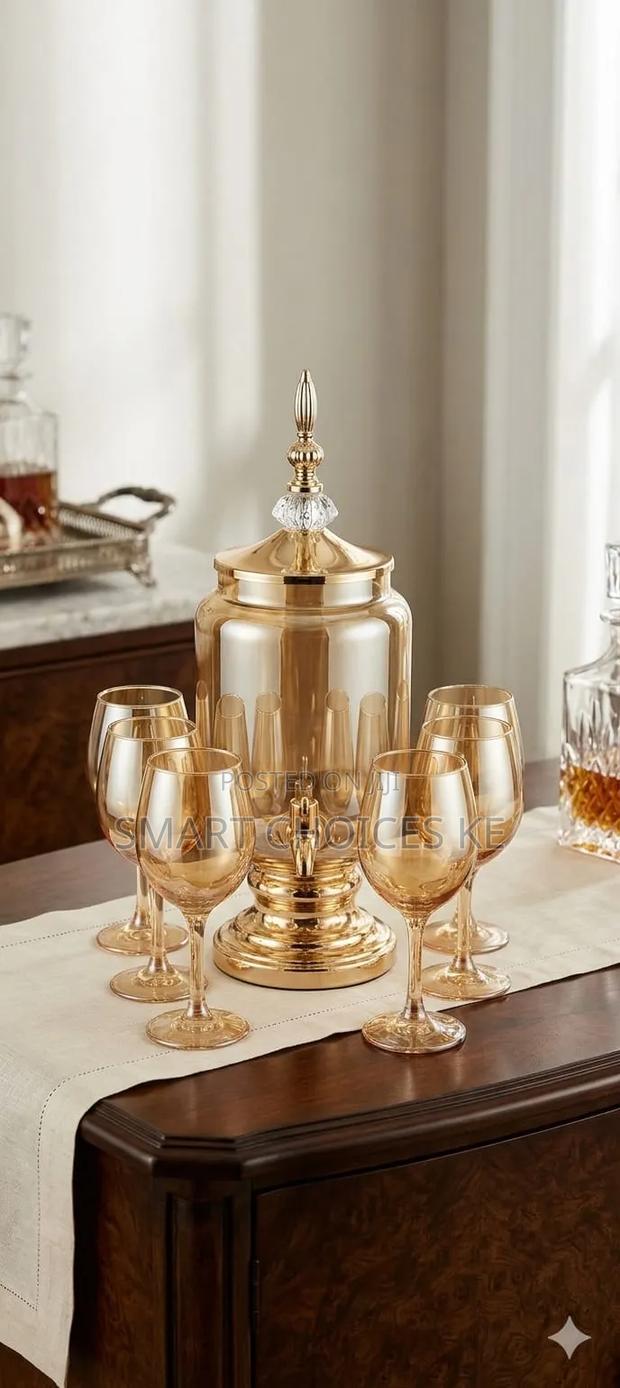 Glassware Juice Dispenser With 6 Glasses Full Set - thumbnail 4