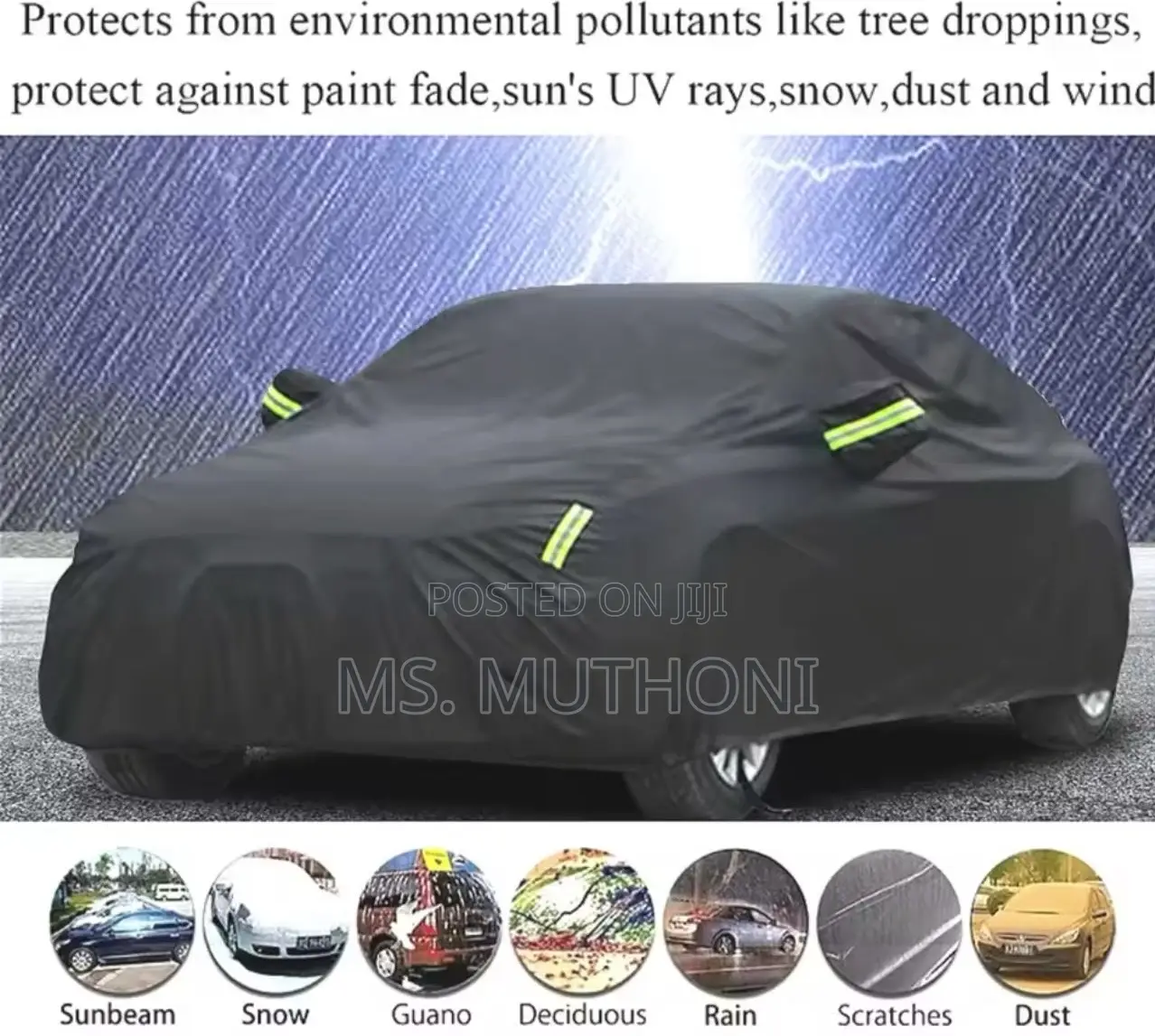 Black High Quality Universal Car Cover Fleece Inside Lining