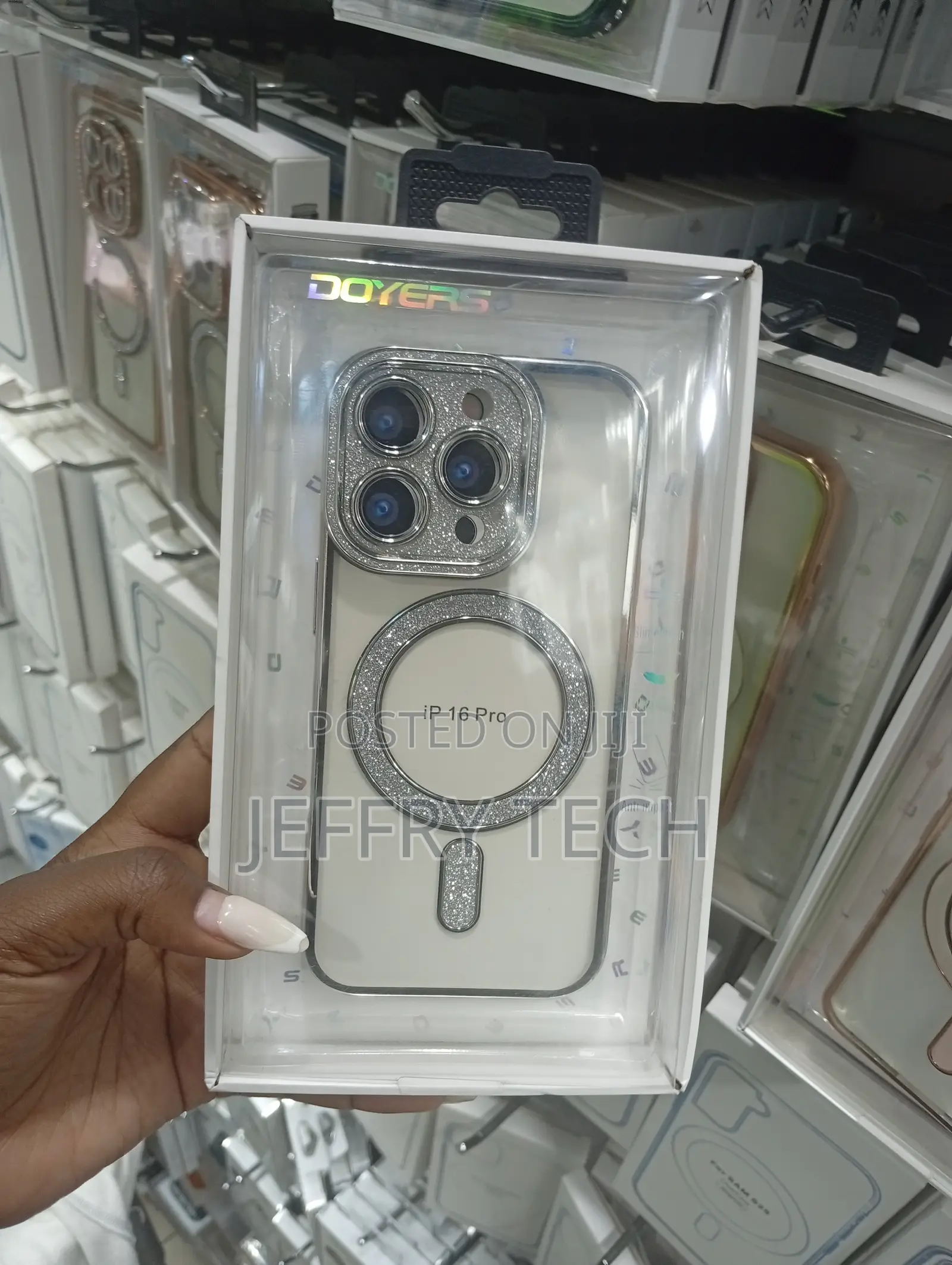 iPhone 16 Pro High-Shine, Silver Glitter Case