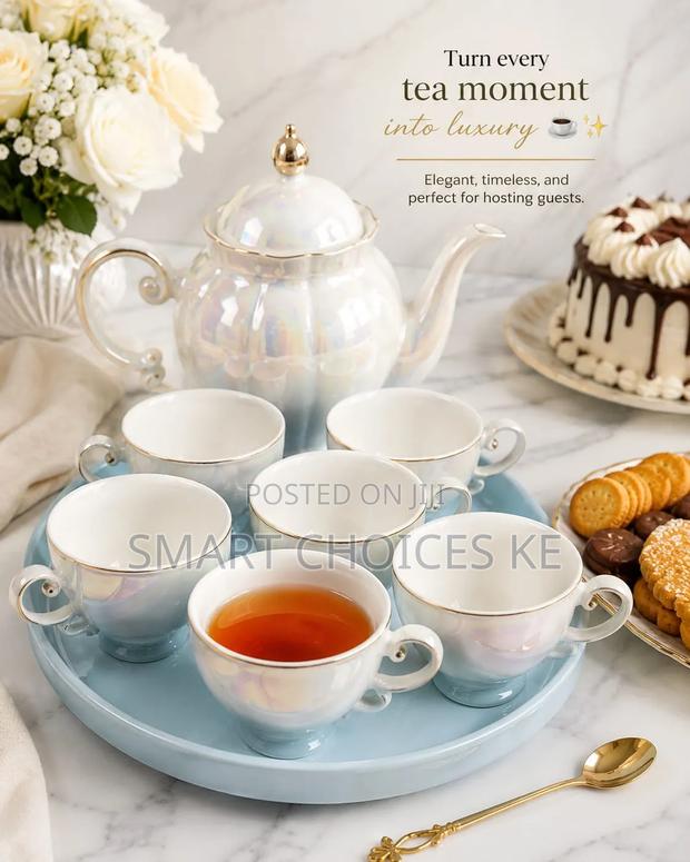 9pc Opal Glow Blue Tea Set - thumbnail 2