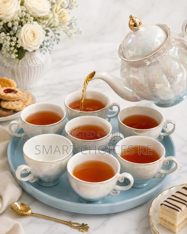 9pc Opal Glow Blue Tea Set - thumbnail 4