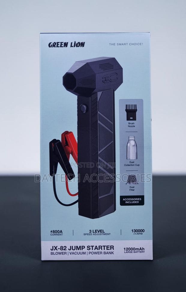 Green Lion Jx-82 Jump Starter - Blower, Vacuum, Power Bank 12000mah.