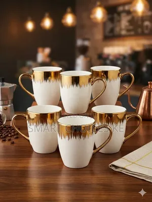 6pc Gold Detail Tea Mugs
