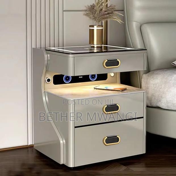 Smart Bed Side Table With Wireless Charging+Bluetooth Speakers+A Safe - thumbnail 2