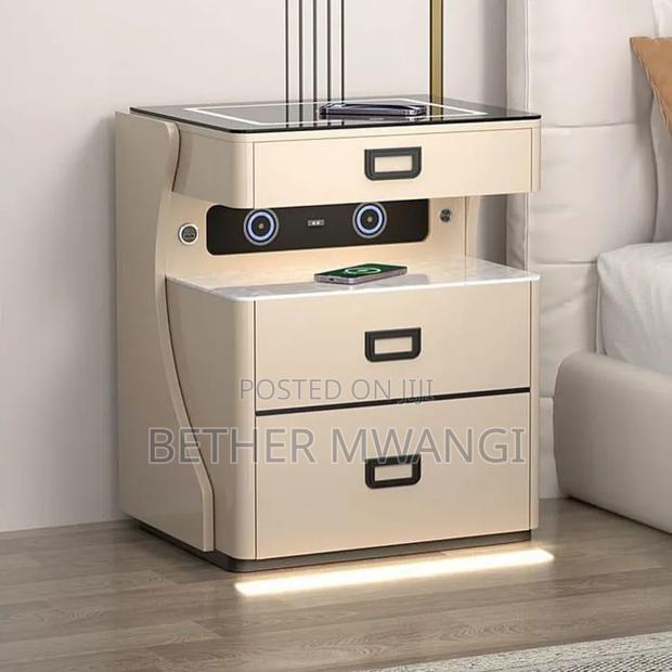Smart Bed Side Table With Wireless Charging+Bluetooth Speakers+A Safe - thumbnail 3