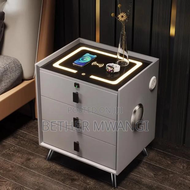 Smart Bed Side Table With Wireless Charging+Bluetooth Speakers+A Safe - thumbnail 6