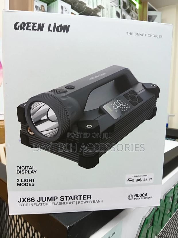 Green Lion Jump Starter With Tyre Inflator, Flashlight Power Bank - thumbnail 2