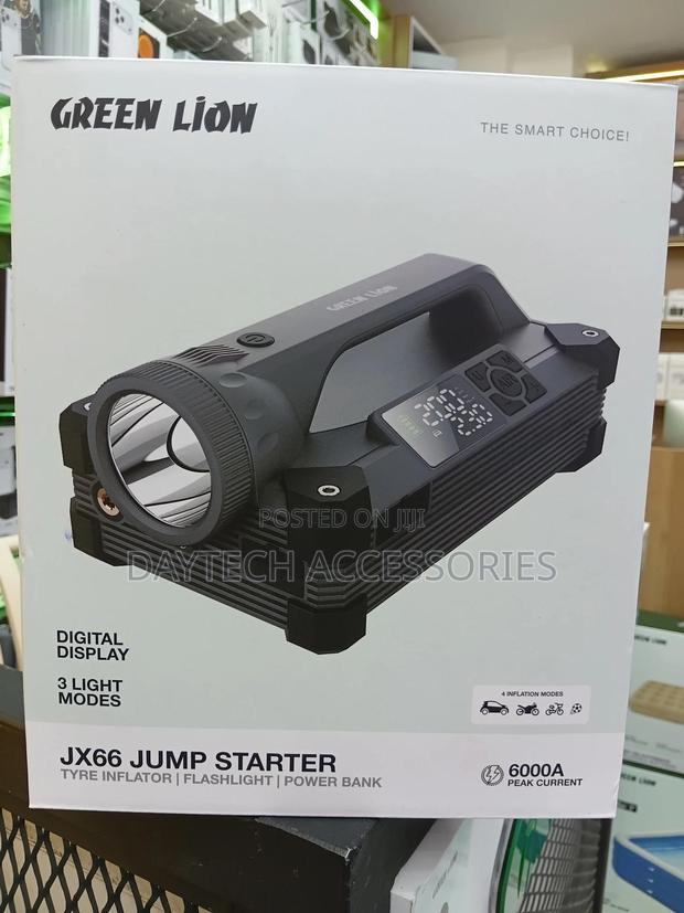 Green Lion Jump Starter With Tyre Inflator, Flashlight Power Bank - thumbnail 3