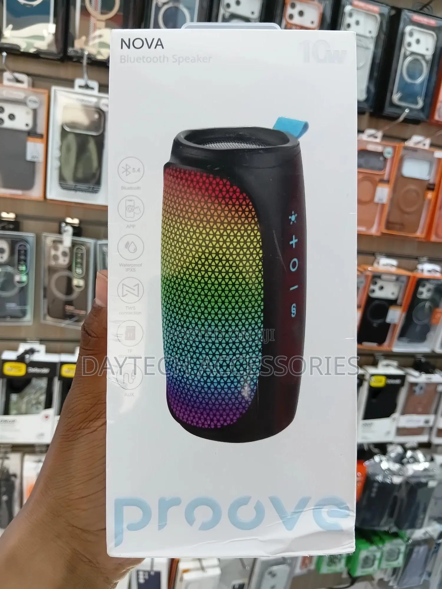This Is a Proove Nova Bluetooth Speaker in Black With RGB Lighting.