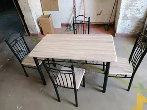 4-Seater Wood Grain Dining Set